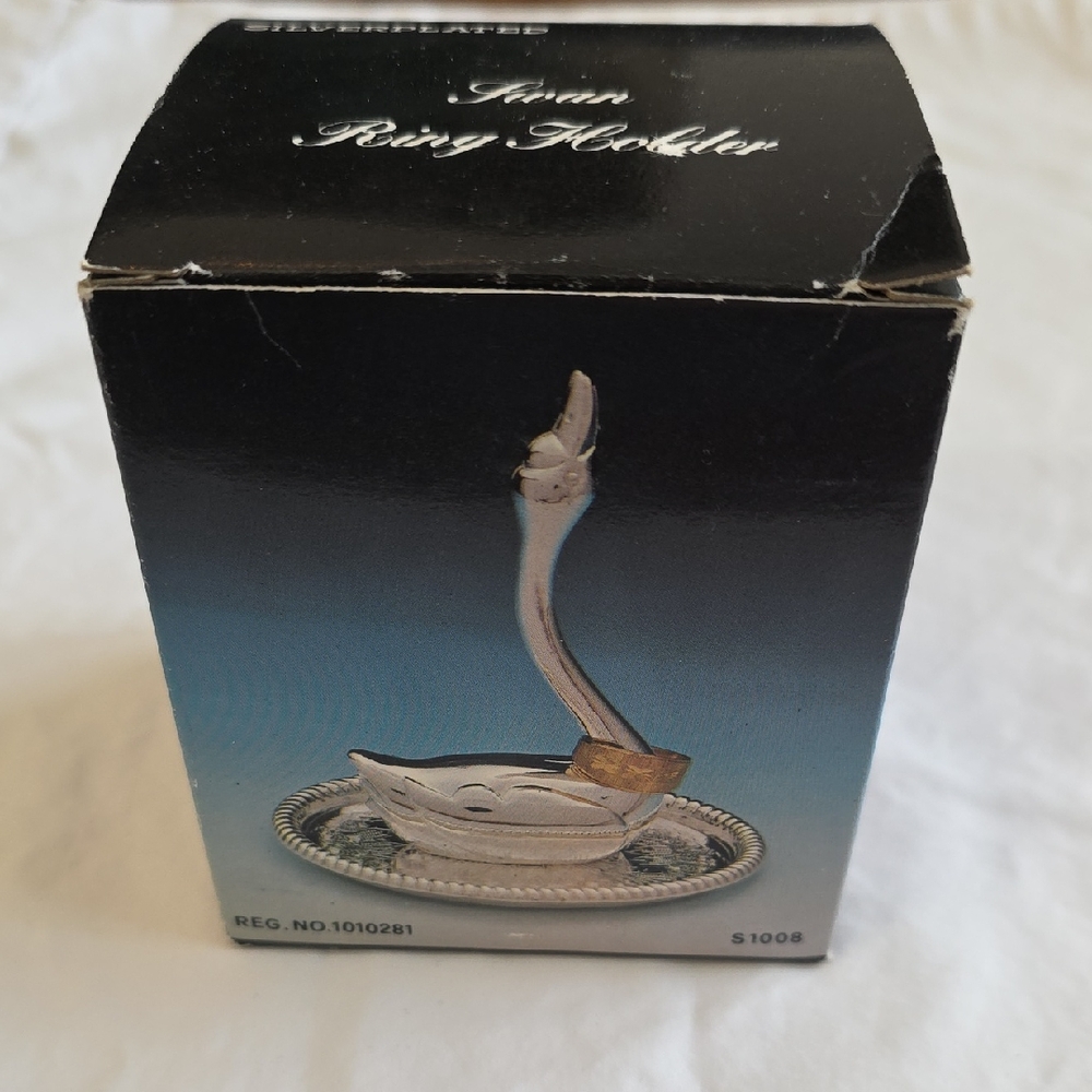 NWT Vintage Silver Plated Swan Ring Holder
